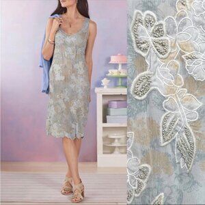NEW 100% Silk Sundance Moonshadow Dress Blue Embroidered Beaded Size XL NWT